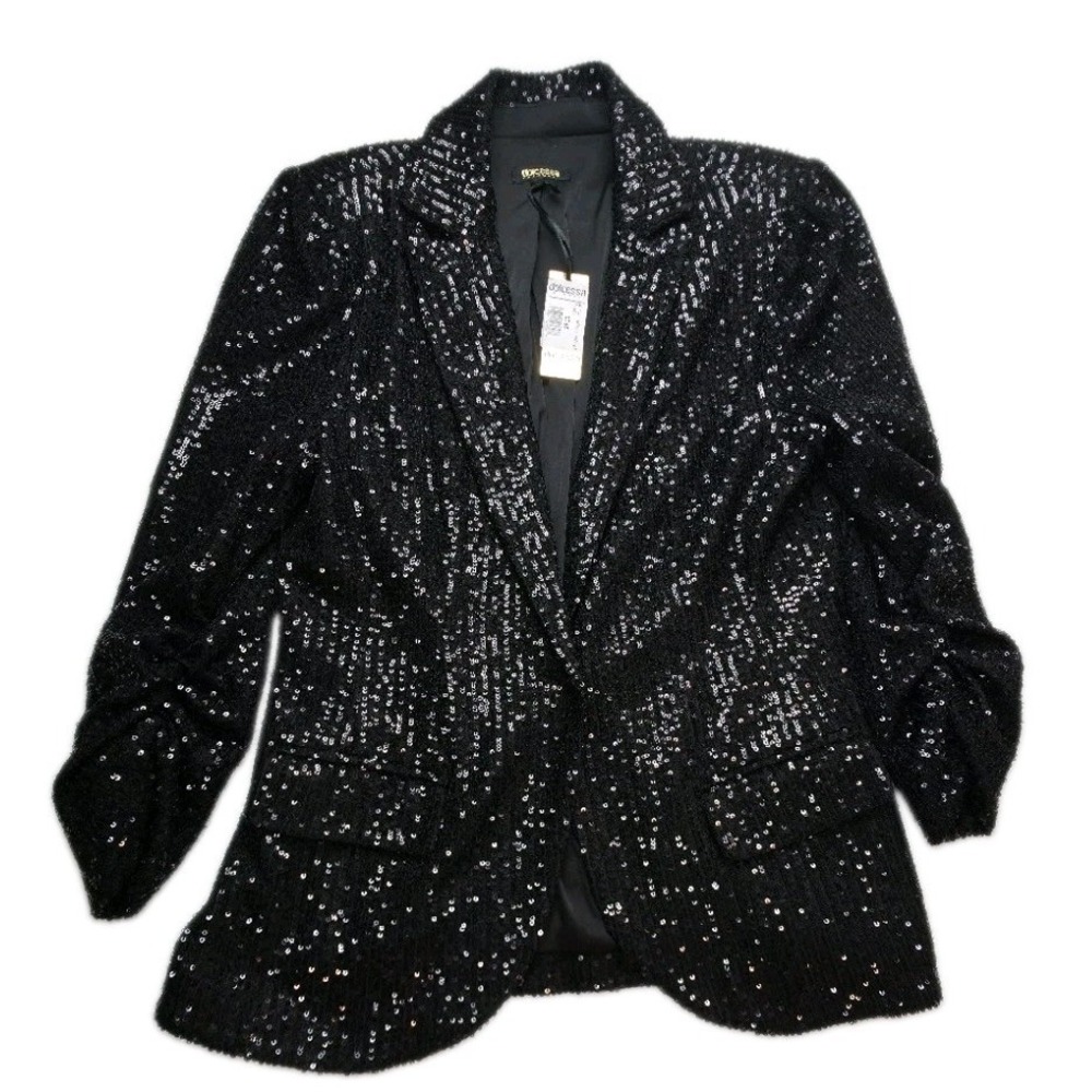 Dolcessa Swimwear Sequin Blazer Jacket Womens M Black NWT $295 One Button